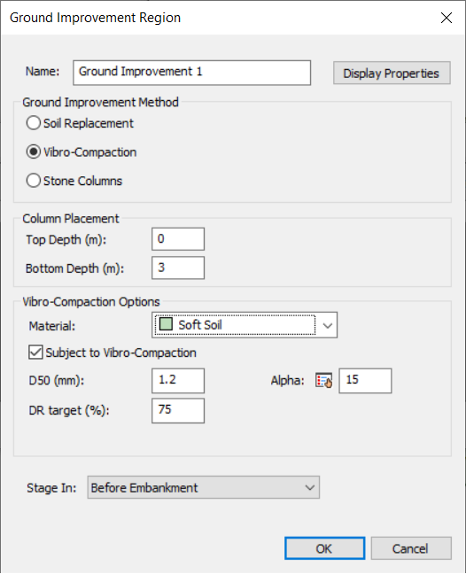 Ground Improvement region dialog